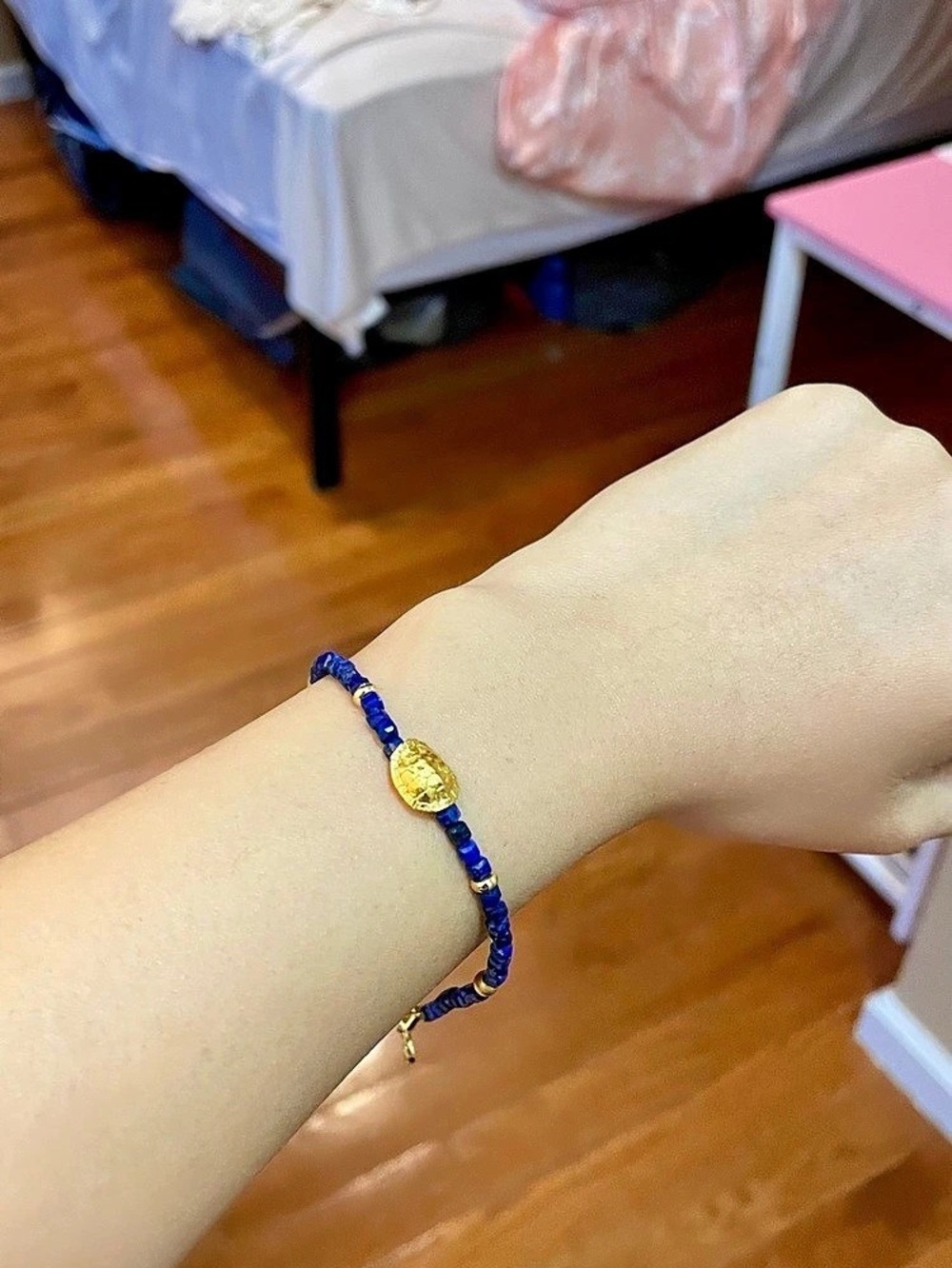 Genuine Lapis Lazuli Bracelets with Gold filled pendant